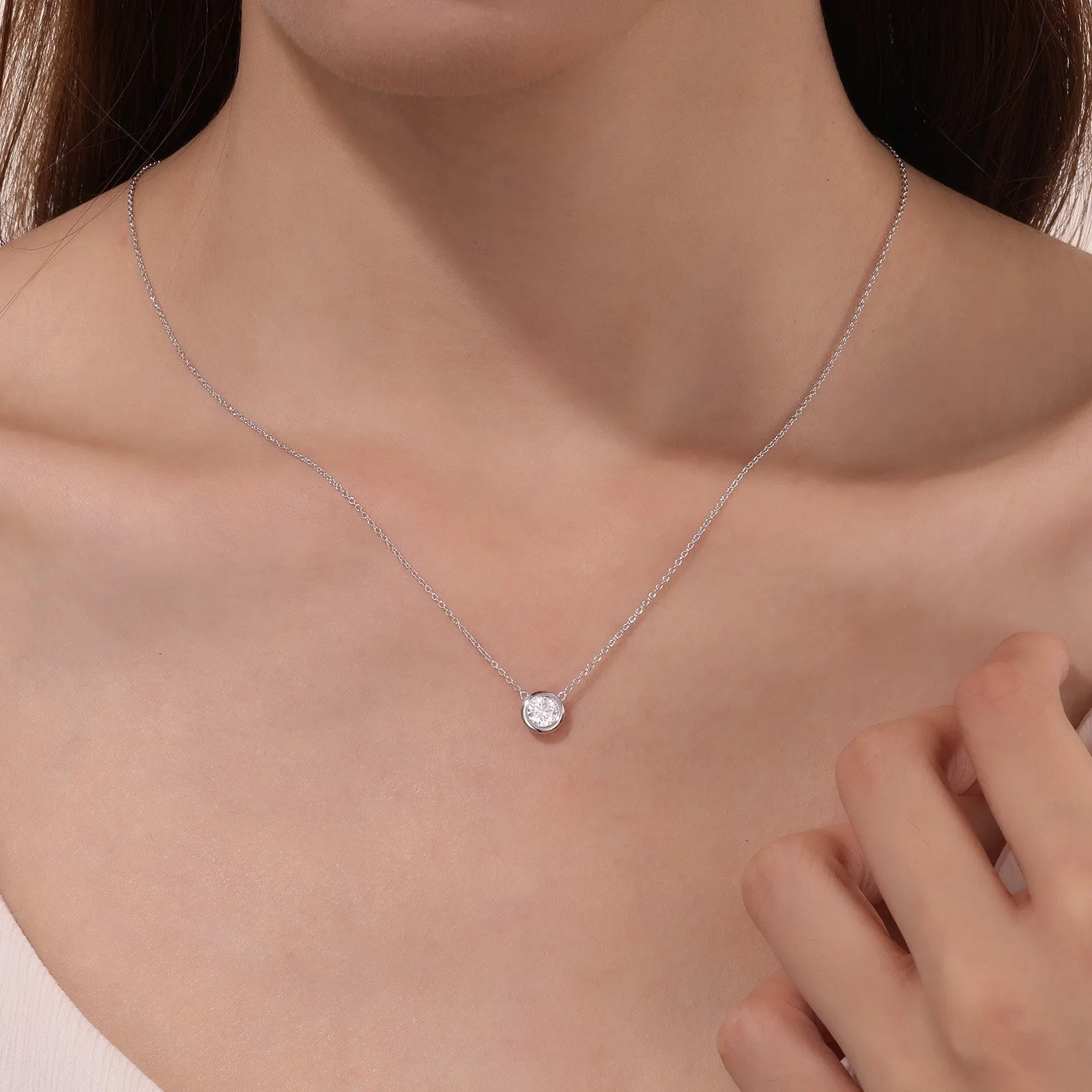 0.7 CTW Bezel-set Solitaire Necklace