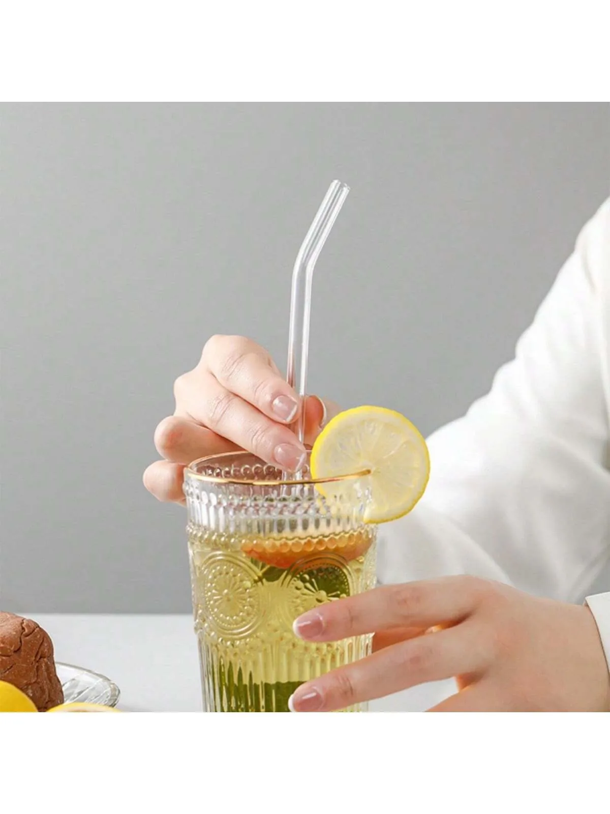 1pc High Borosilicate Glass Transparent Straw, Heat-Resistant And Durable Set With Anti-Lipstick Feature, Non-Disposable, For Pregnant Women, Juices And Easy To Clean