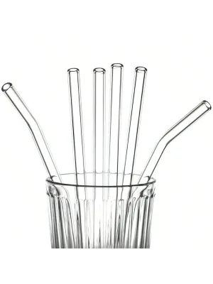 1pc High Borosilicate Glass Transparent Straw, Heat-Resistant And Durable Set With Anti-Lipstick Feature, Non-Disposable, For Pregnant Women, Juices And Easy To Clean