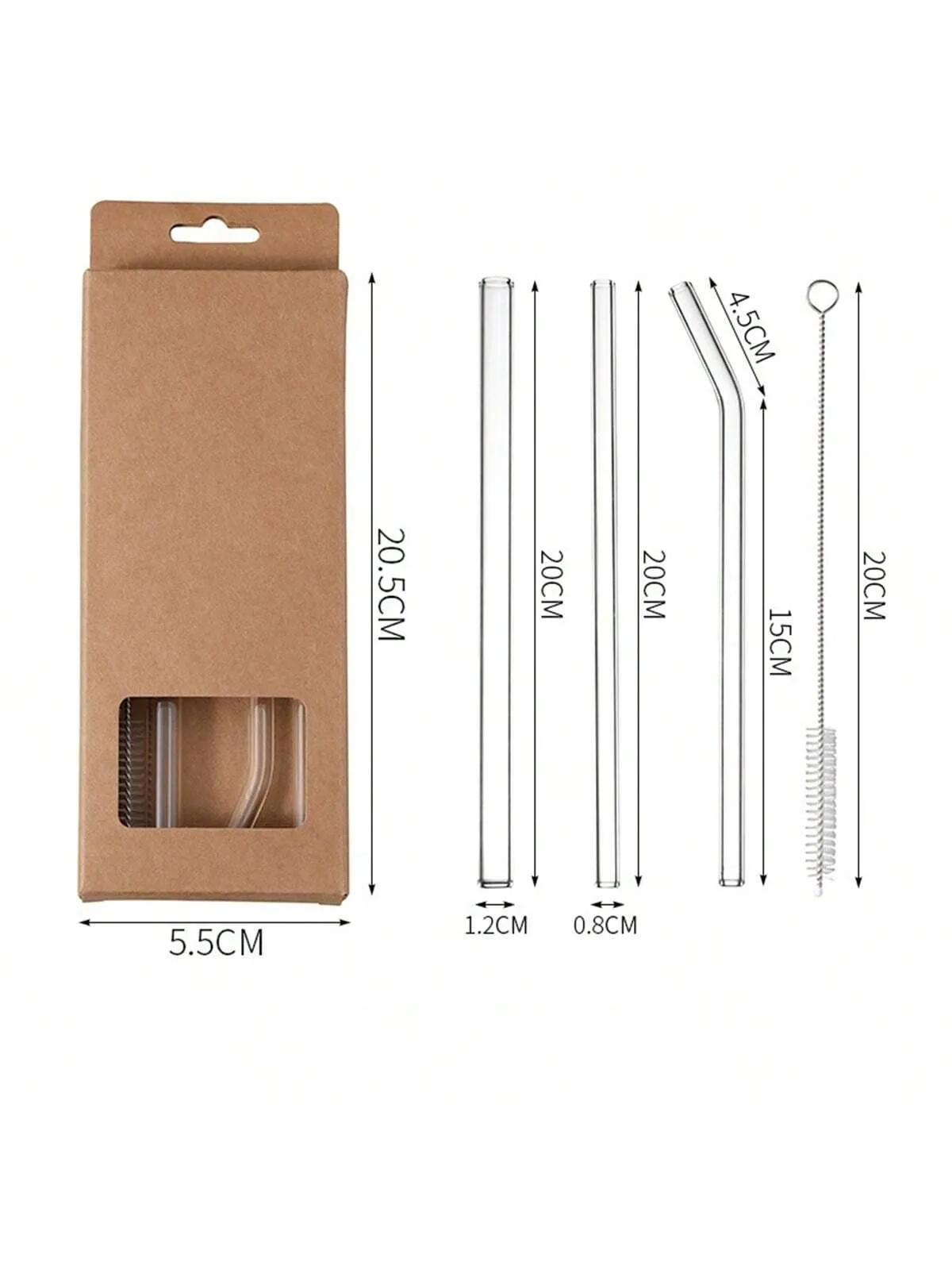 1pc High Borosilicate Glass Transparent Straw, Heat-Resistant And Durable Set With Anti-Lipstick Feature, Non-Disposable, For Pregnant Women, Juices And Easy To Clean