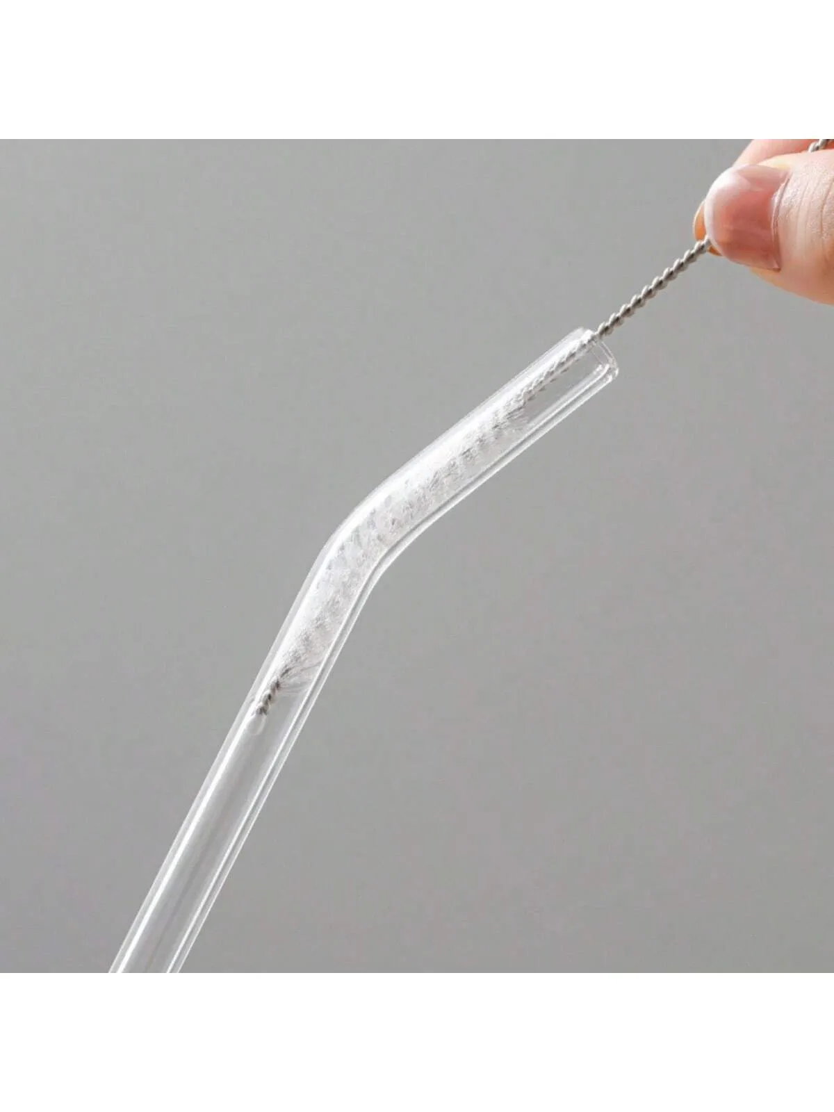 1pc High Borosilicate Glass Transparent Straw, Heat-Resistant And Durable Set With Anti-Lipstick Feature, Non-Disposable, For Pregnant Women, Juices And Easy To Clean