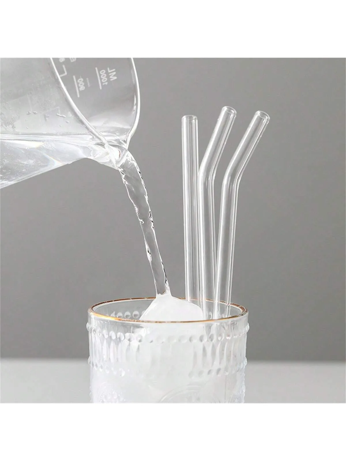 1pc High Borosilicate Glass Transparent Straw, Heat-Resistant And Durable Set With Anti-Lipstick Feature, Non-Disposable, For Pregnant Women, Juices And Easy To Clean
