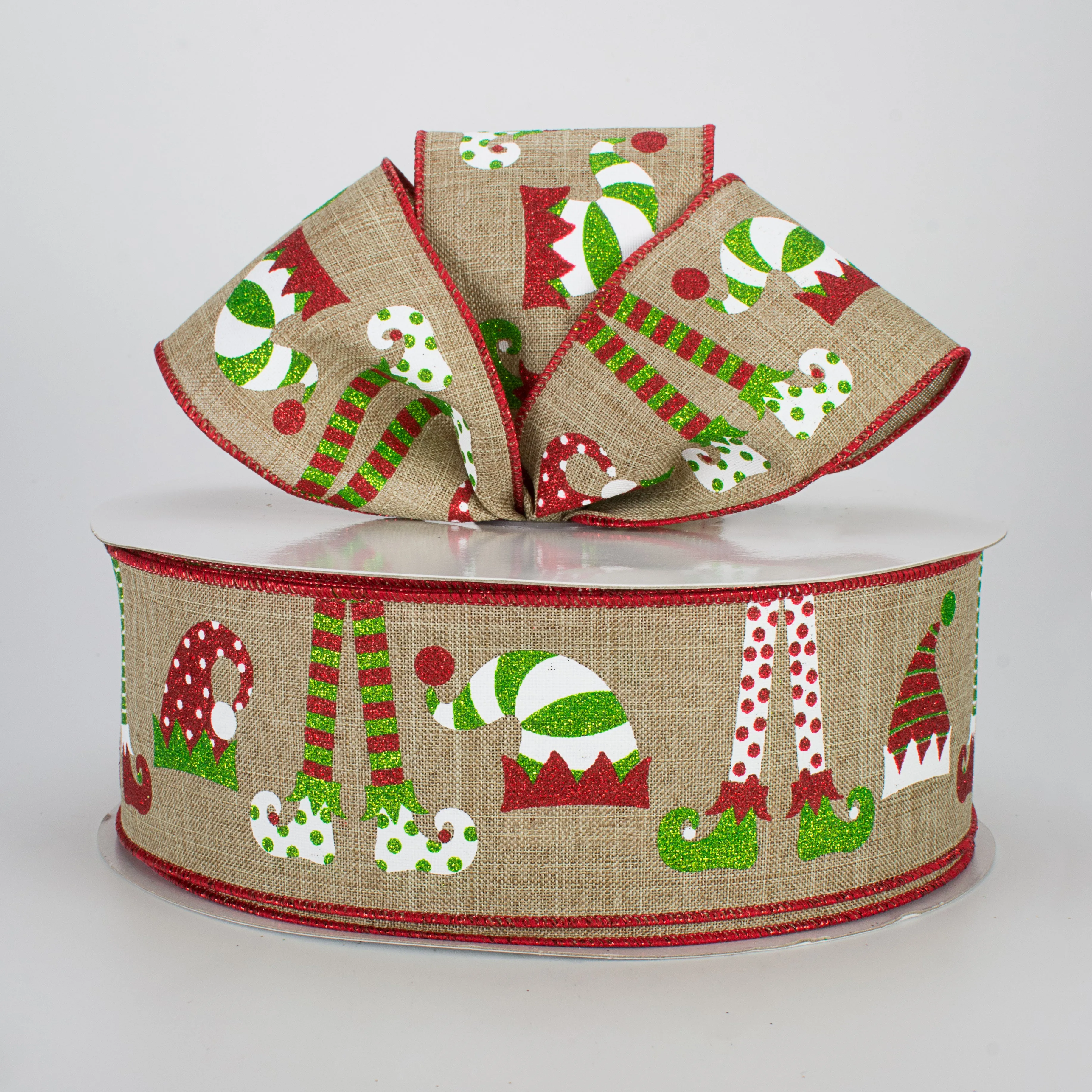 2.5" Elf Hats & Legs Ribbon: Beige (50 Yards)