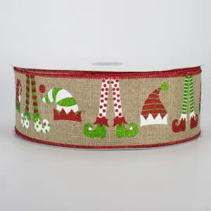 2.5" Elf Hats & Legs Ribbon: Beige (50 Yards)