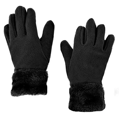 3 Pieces Set Matching Hat, Gloves and Scarf for Woman. Solid Colors - Black