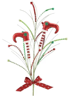 36" Glitter Elf Leg Pick Spray