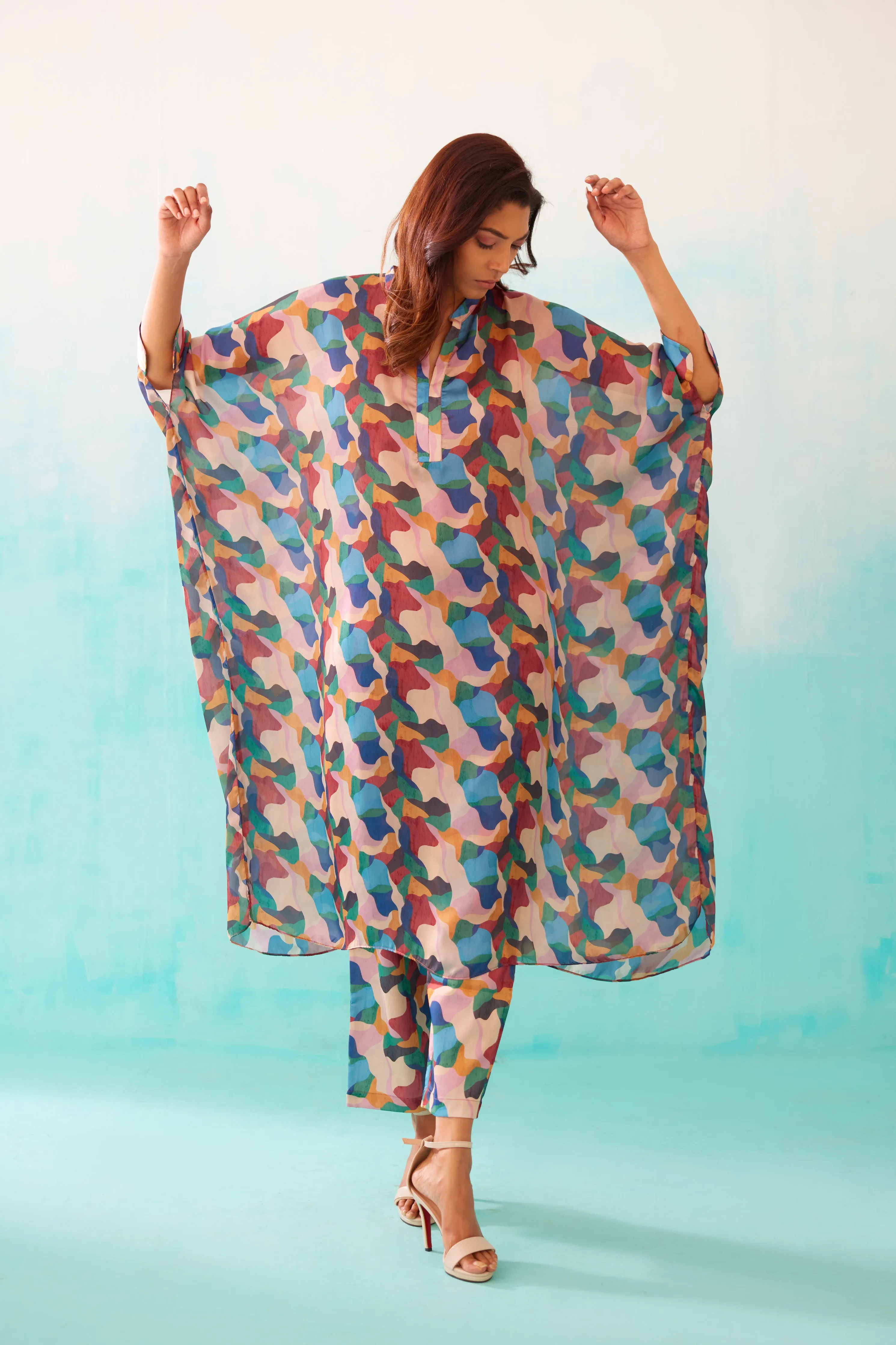 Abstract Printed Long Kaftan