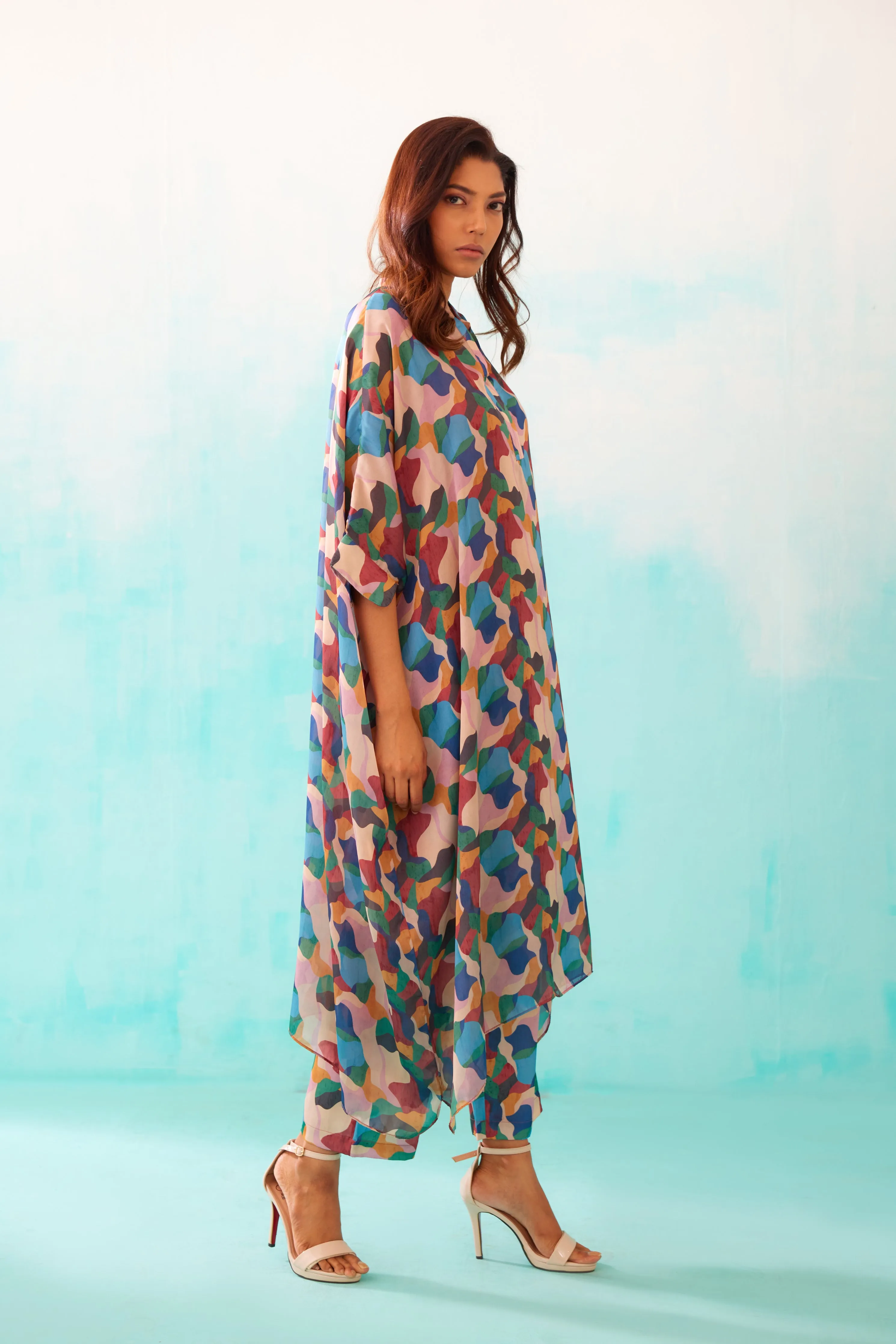 Abstract Printed Long Kaftan