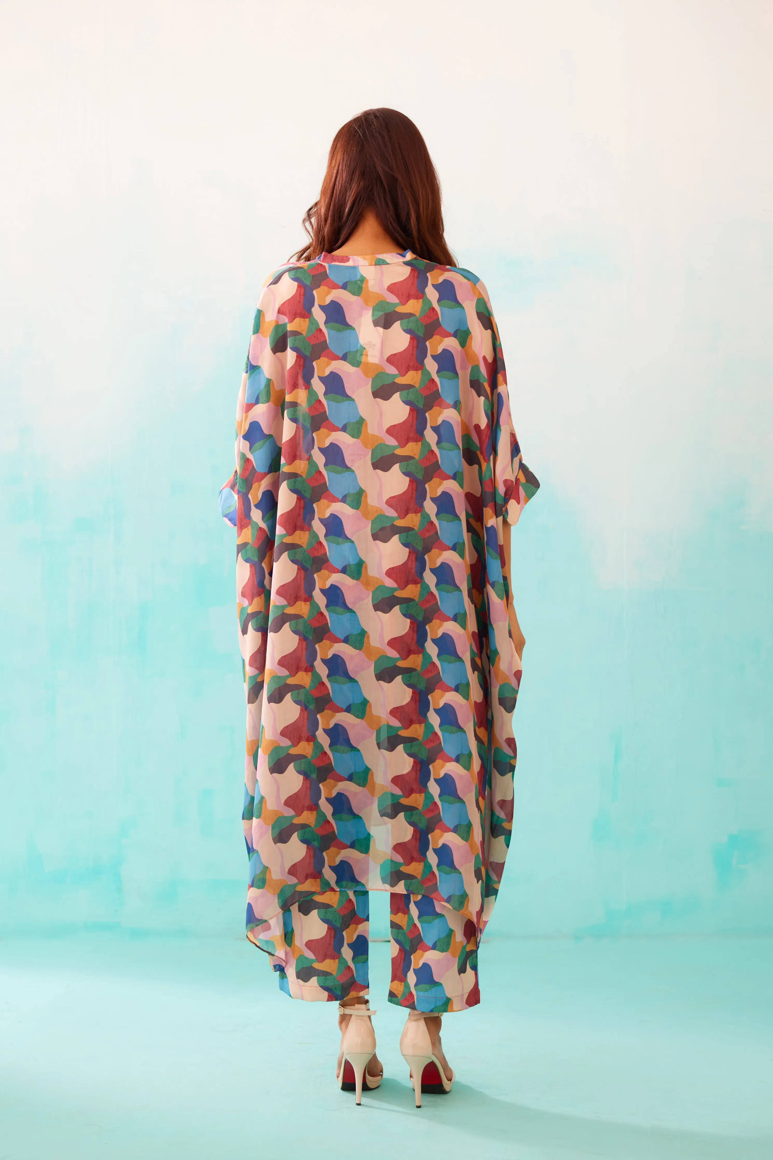 Abstract Printed Long Kaftan