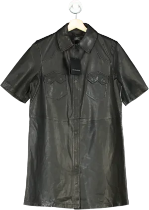 AllSaints Black Rock Leather Mini Dress UK 6