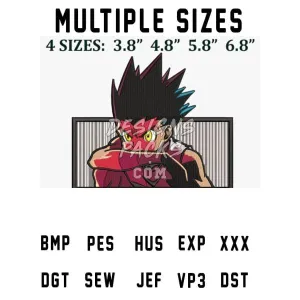 Angry Gon Anime Embroidery Design