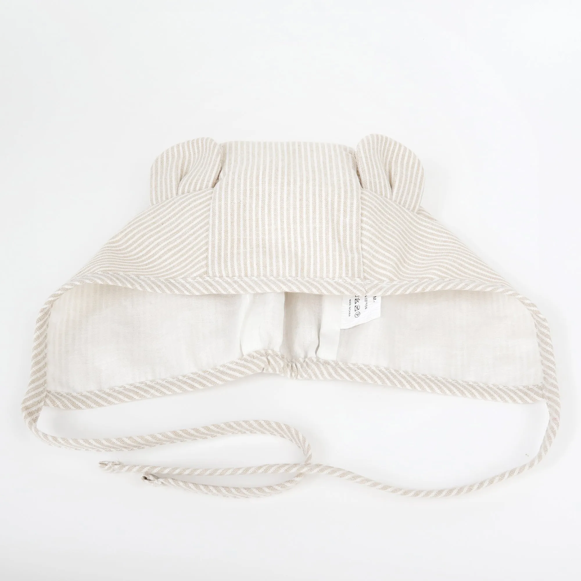 Baby Muslin Lined Stripe Bear Bonnet Hat | Black