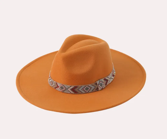 Beaded Band Felt Fedora Hat
