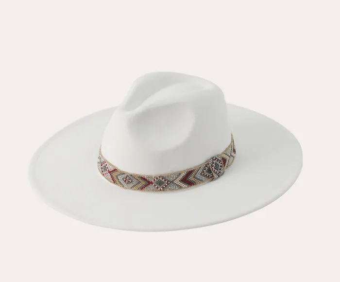 Beaded Band Felt Fedora Hat
