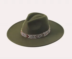 Beaded Band Felt Fedora Hat
