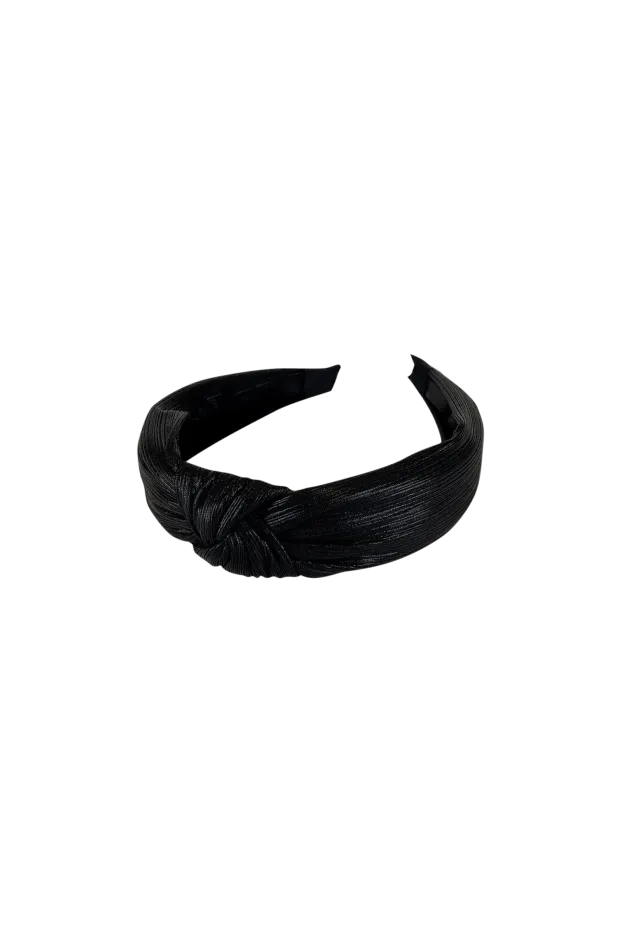 Black Colour S Hair Band Raquel Metallic Black Pleated 2059