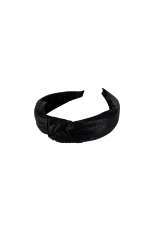 Black Colour S Hair Band Raquel Metallic Black Pleated 2059