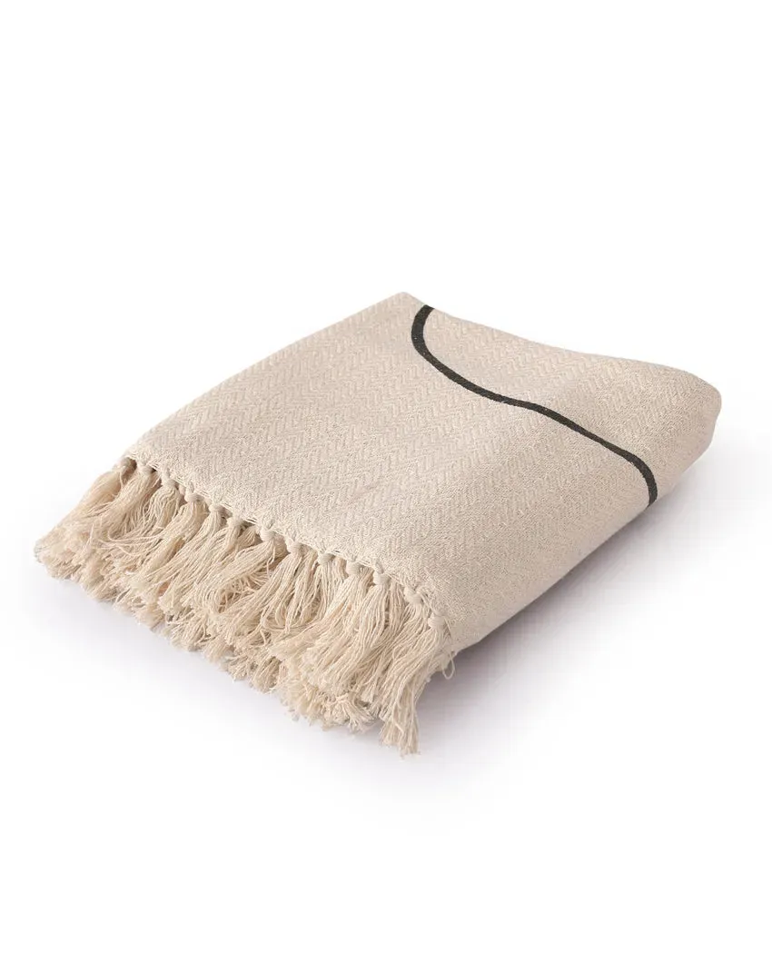 Black Natural Cotton Printed  Throw | 71 x 51 inches