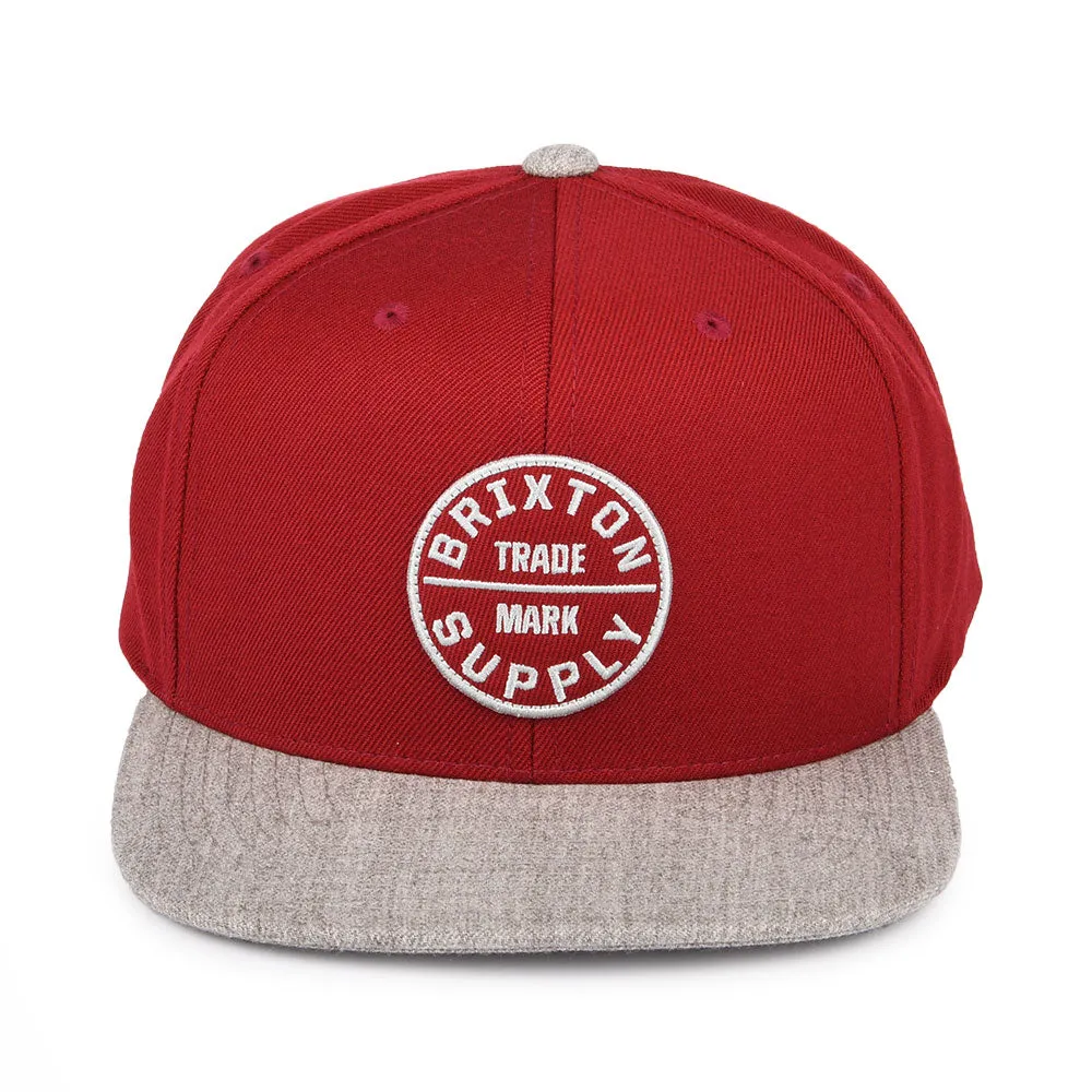 Brixton Hats Oath III Snapback Cap - Red-Heather Grey