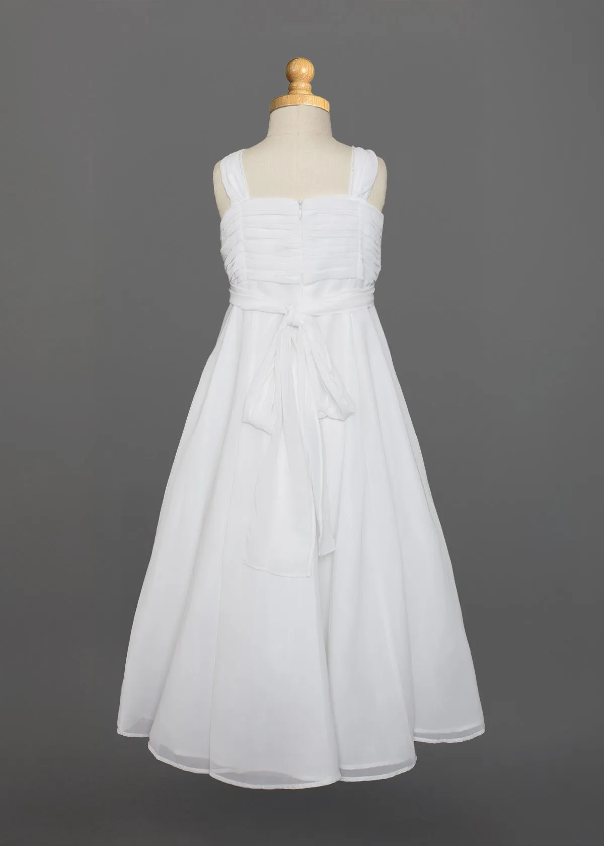 Chiffon Communion Dress w/ Beading Embellishment