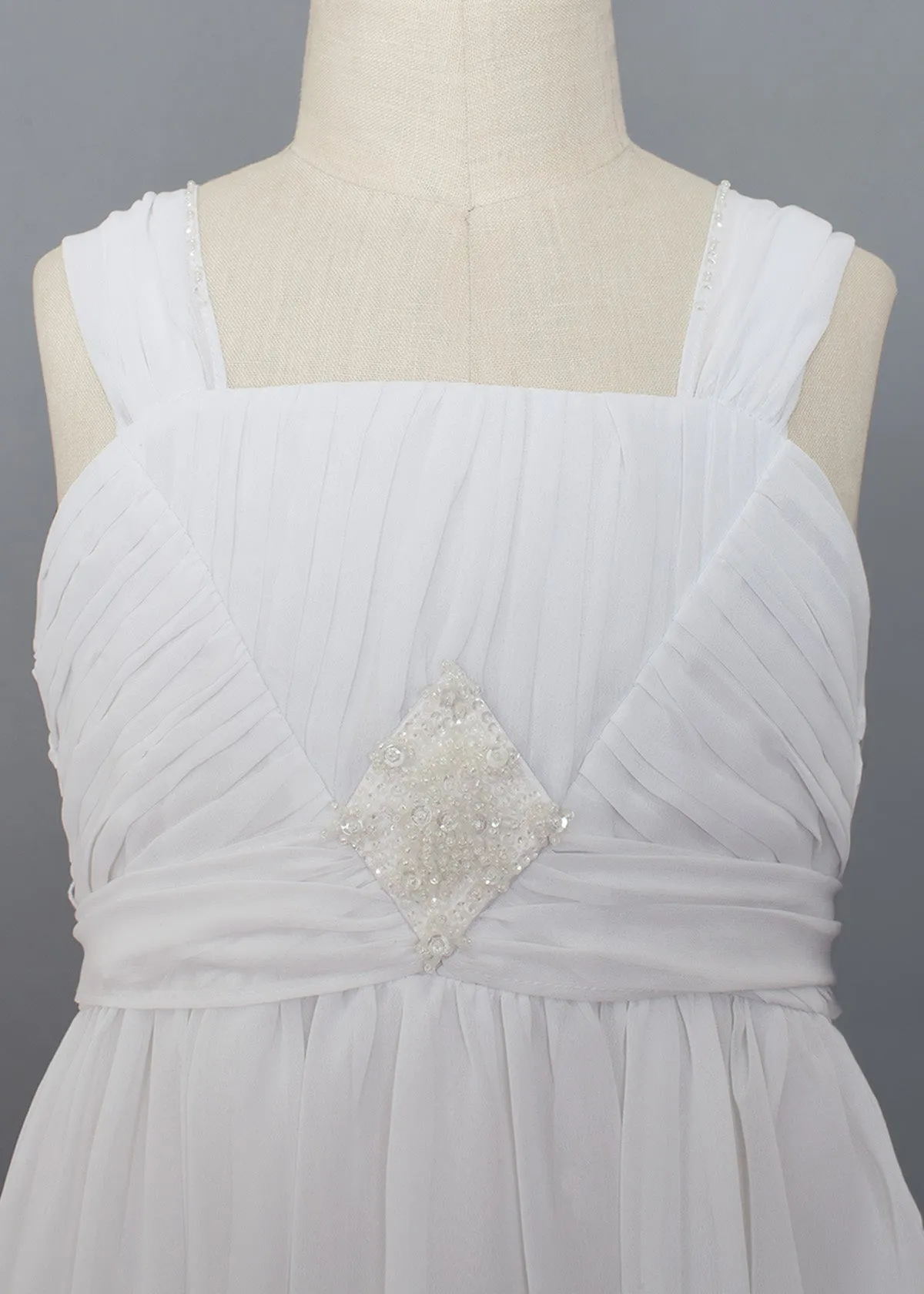 Chiffon Communion Dress w/ Beading Embellishment
