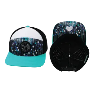 Color Vibes Hat | Flat Bill | Love Rising - Neon Green Blue - White - Black