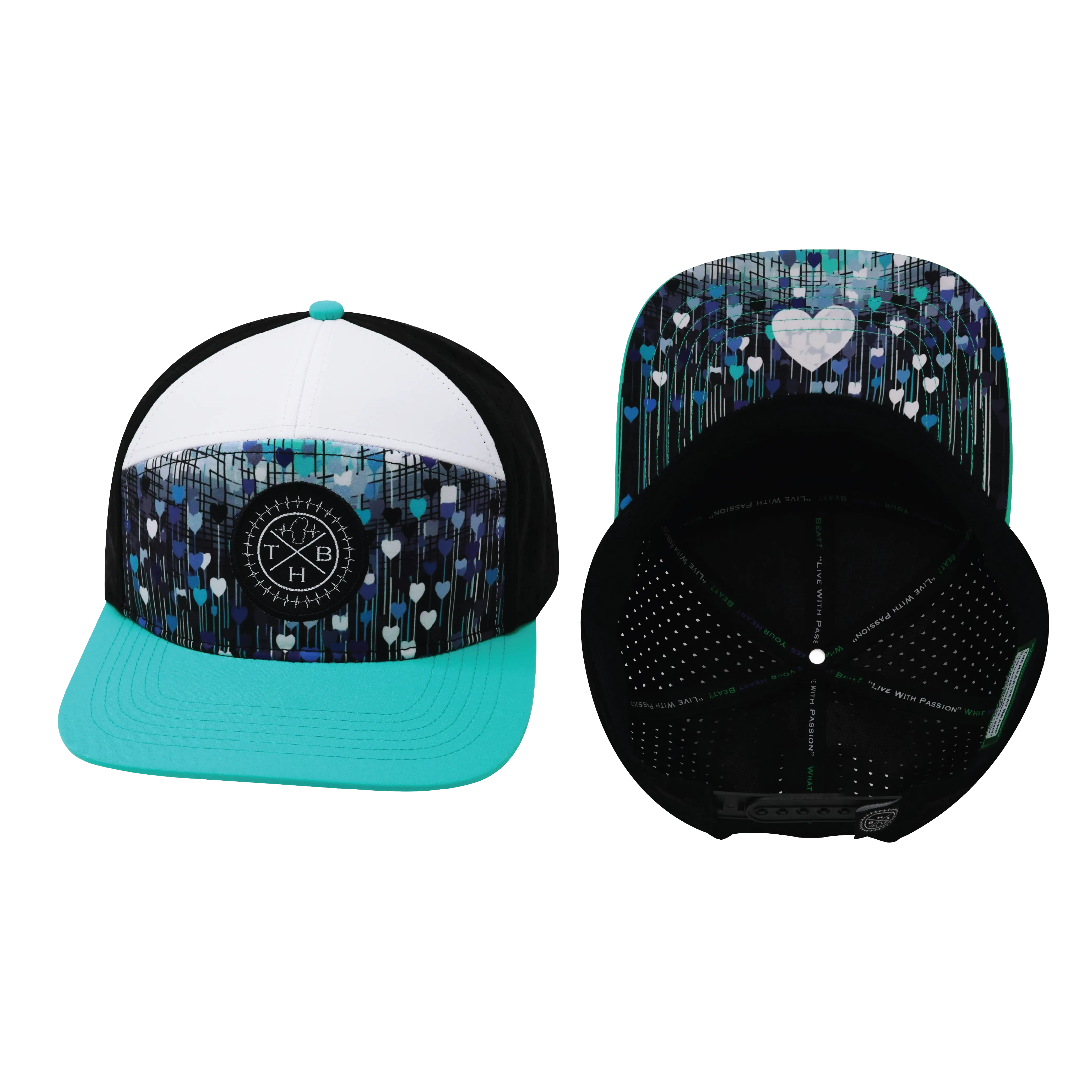 Color Vibes Hat | Flat Bill | Love Rising - Neon Green Blue - White - Black