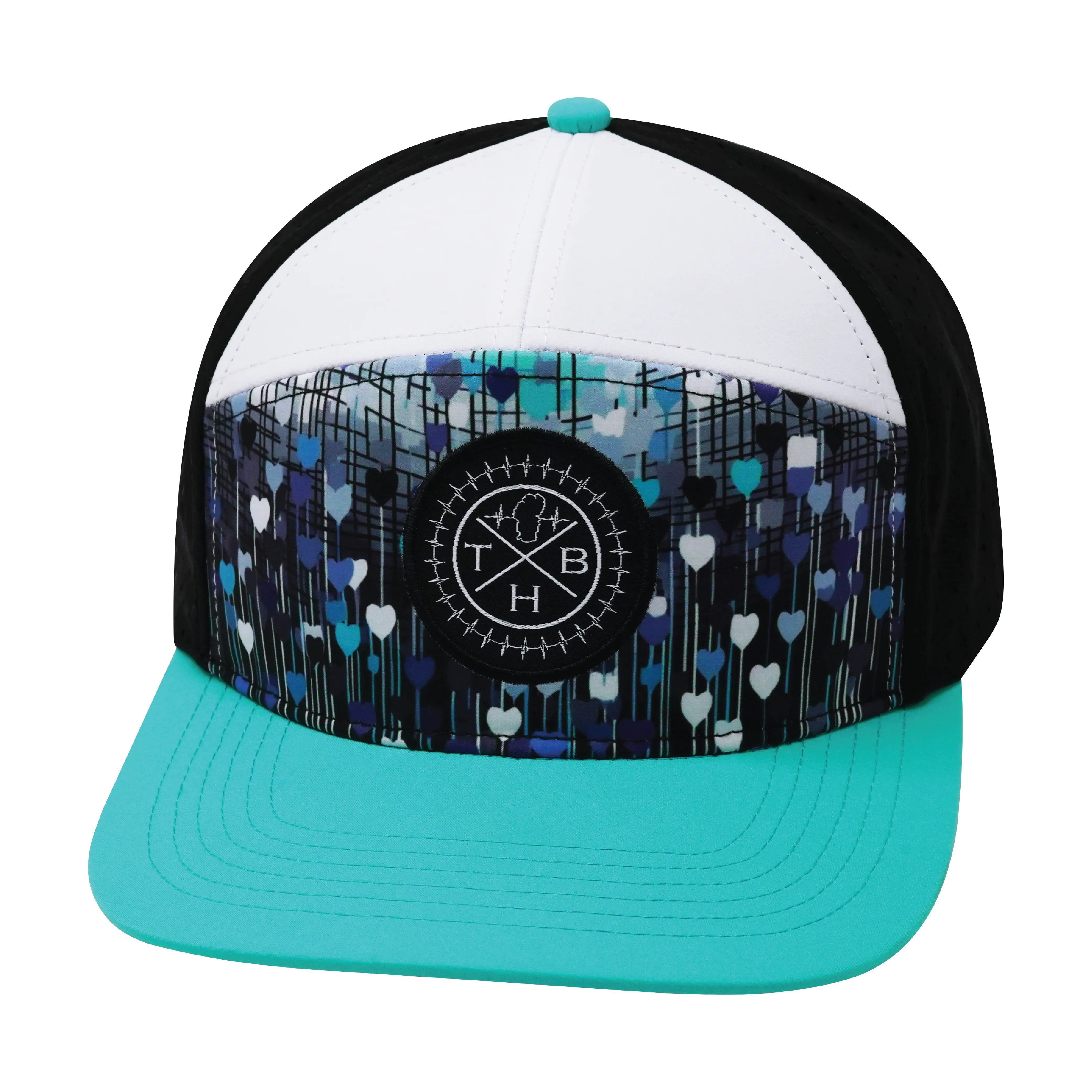 Color Vibes Hat | Flat Bill | Love Rising - Neon Green Blue - White - Black