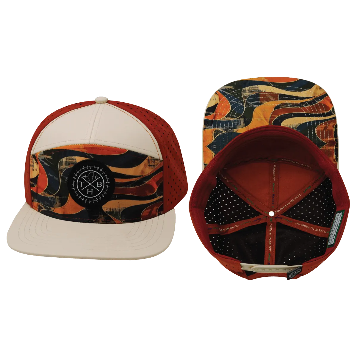 Color Vibes Hat | Flat Bill | Rustic River - Cream - Red Rock
