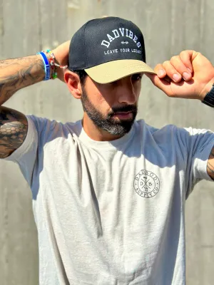 DadVibes 5 Panel Hat (Black/Tan)
