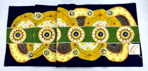El Doce Design Embroidered Table Runner on navy