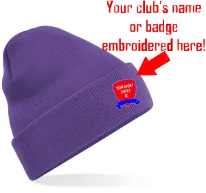 Embroidered Cuffed Beanie Purple