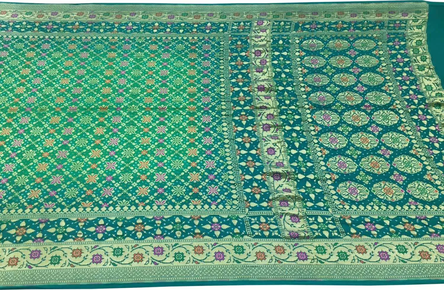 Exquisite Green Banarasi Bandhani Meenakari Georgette Saree