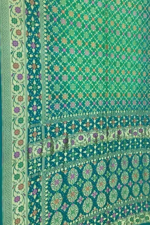 Exquisite Green Banarasi Bandhani Meenakari Georgette Saree