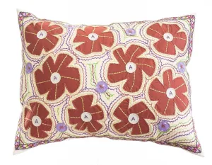 Flores Design Embroidered Pillow on cream