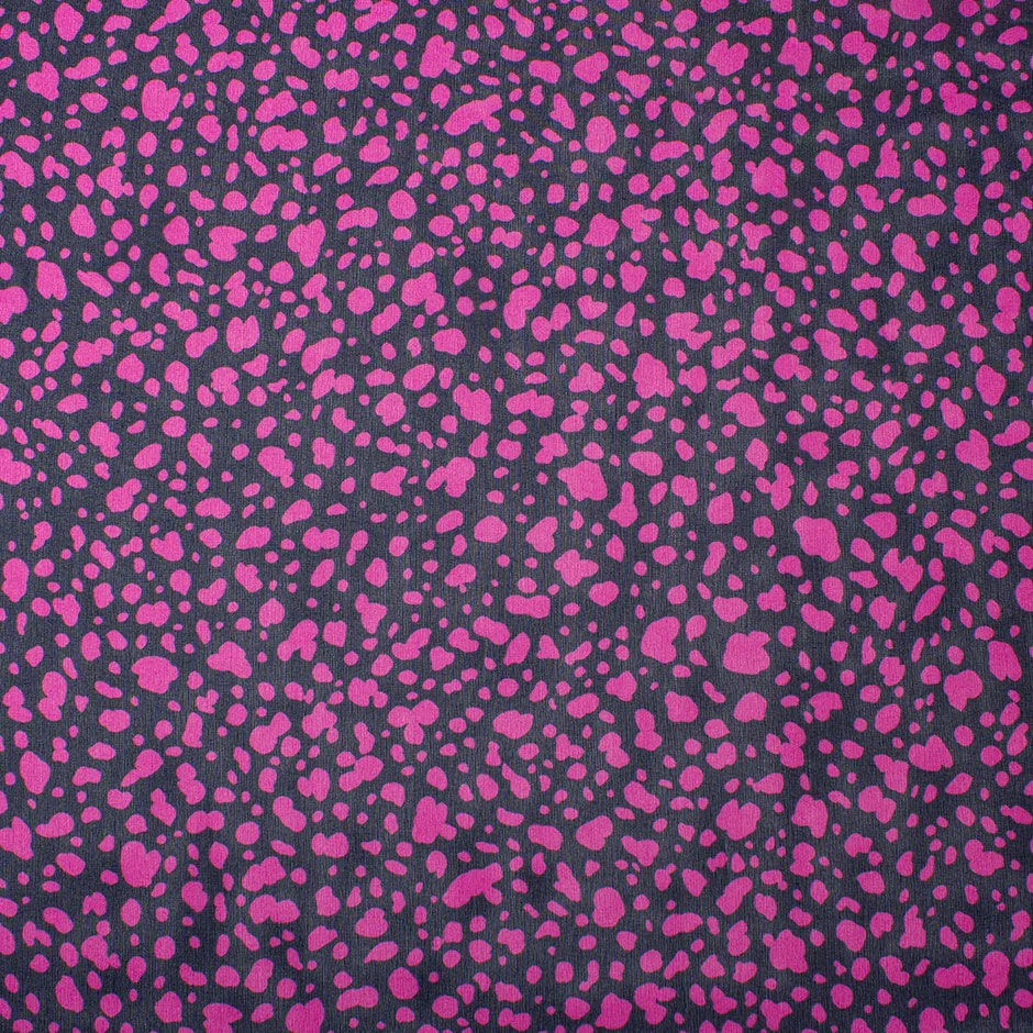 Fuchsia & Midnight Blue Printed Pure Silk Georgette