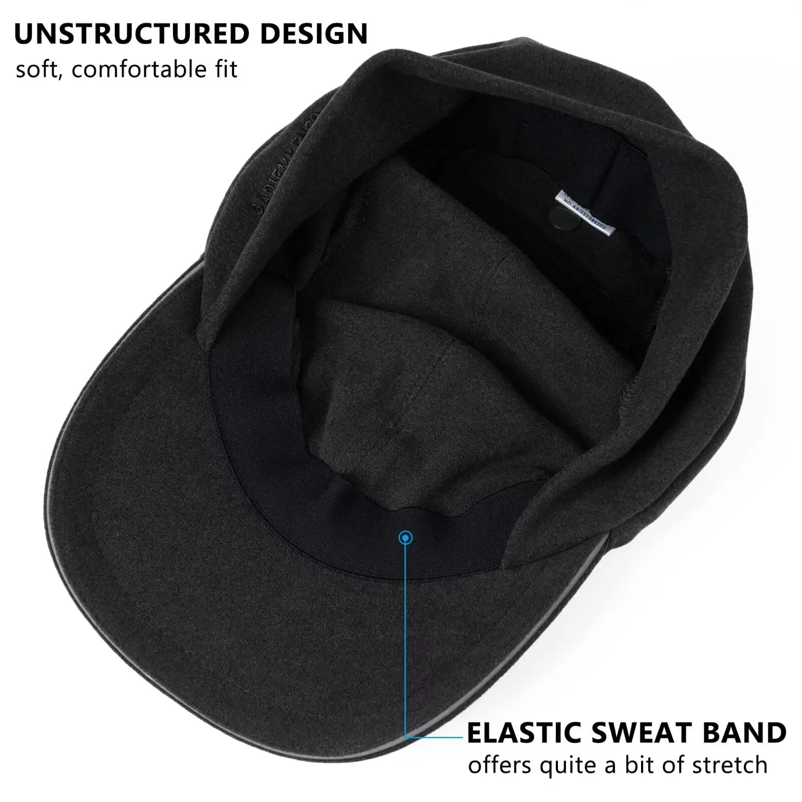 GADIEMKENSD Winter Running Hats Reflective Fleece Ponytail Hat for Women Baseball Caps with Earflap Drop Down Ear Warmer Mens Skull Cap Beanie with Visor Cold Hat for Outdoor Hiking Snow Ski Black