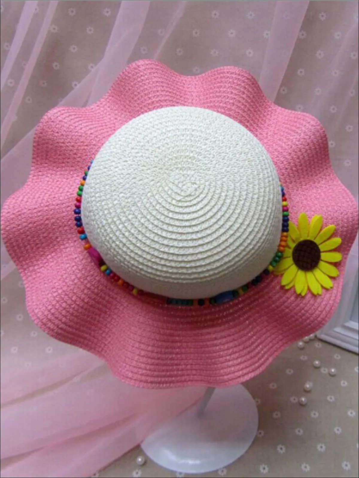 Girls Colorful Sunflower Straw Hat