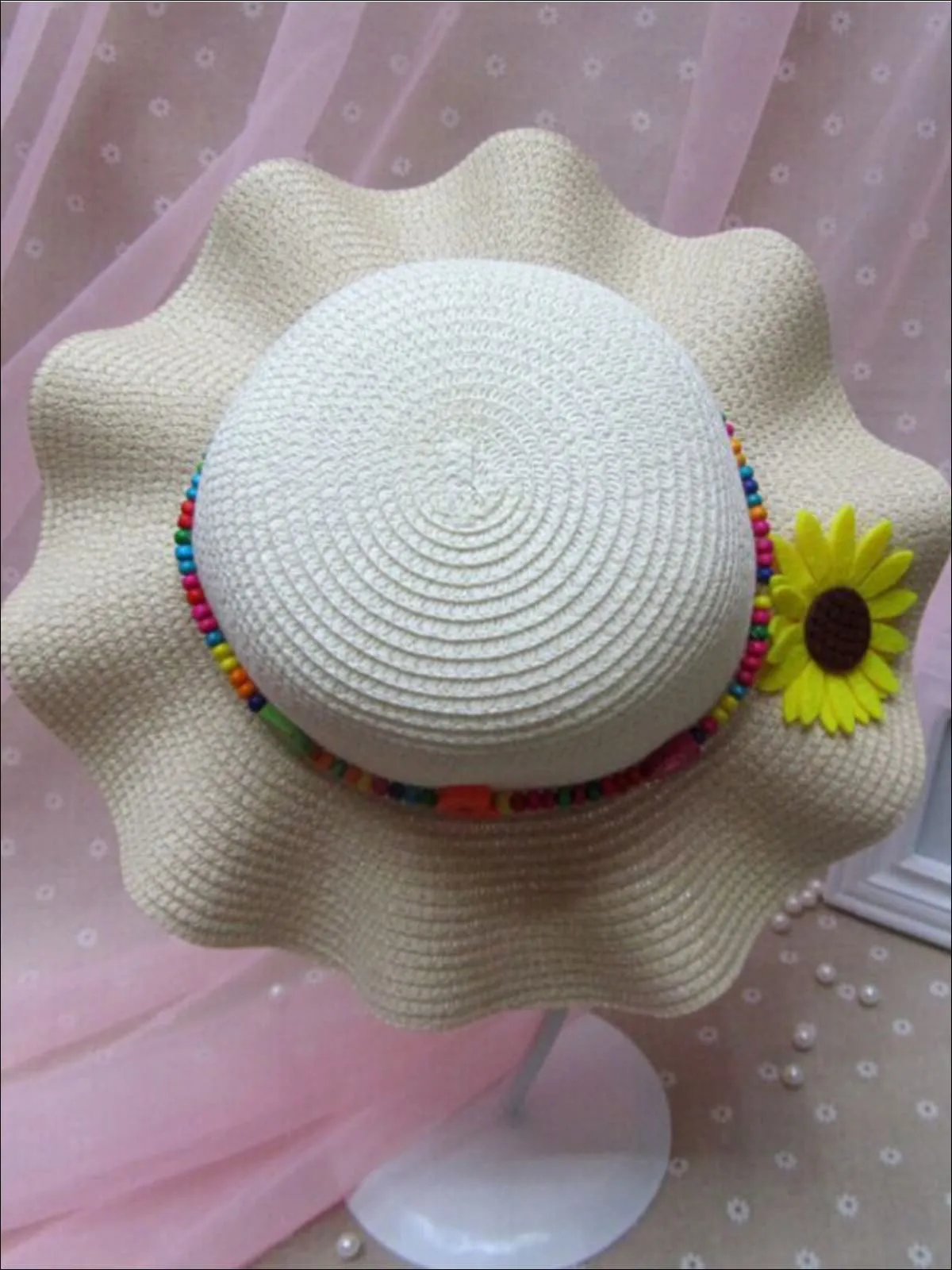 Girls Colorful Sunflower Straw Hat