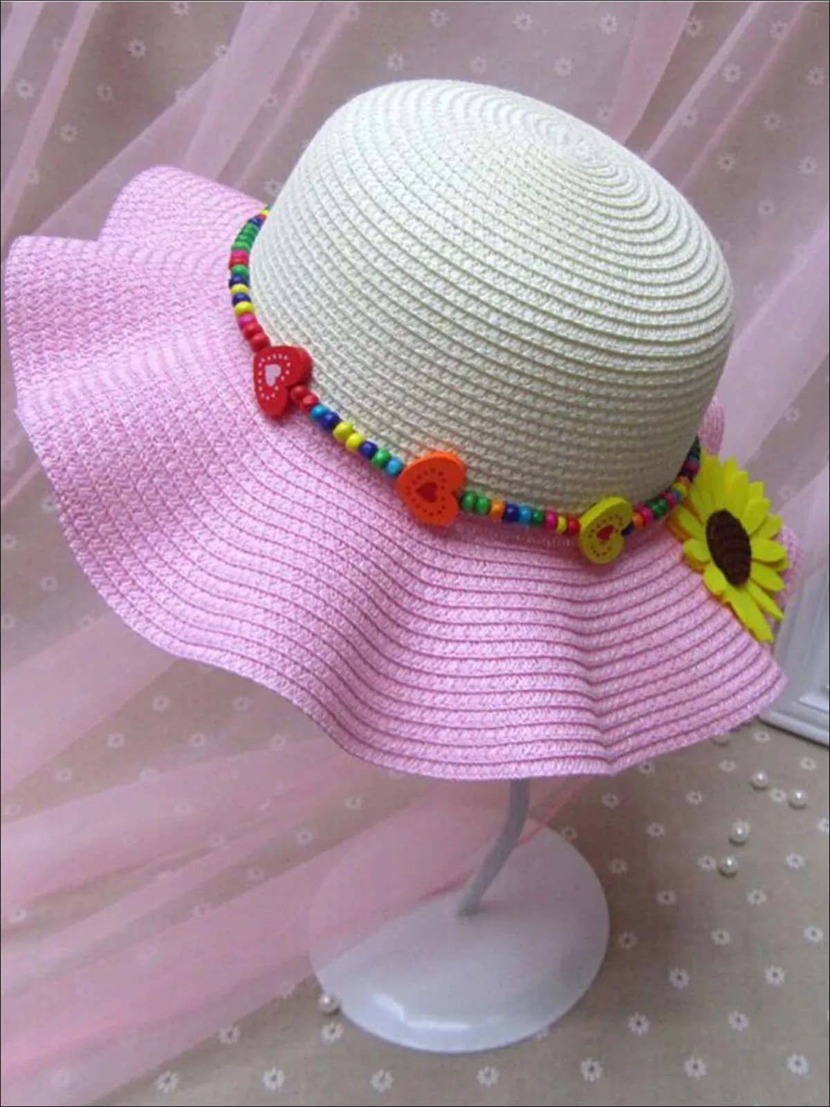 Girls Colorful Sunflower Straw Hat