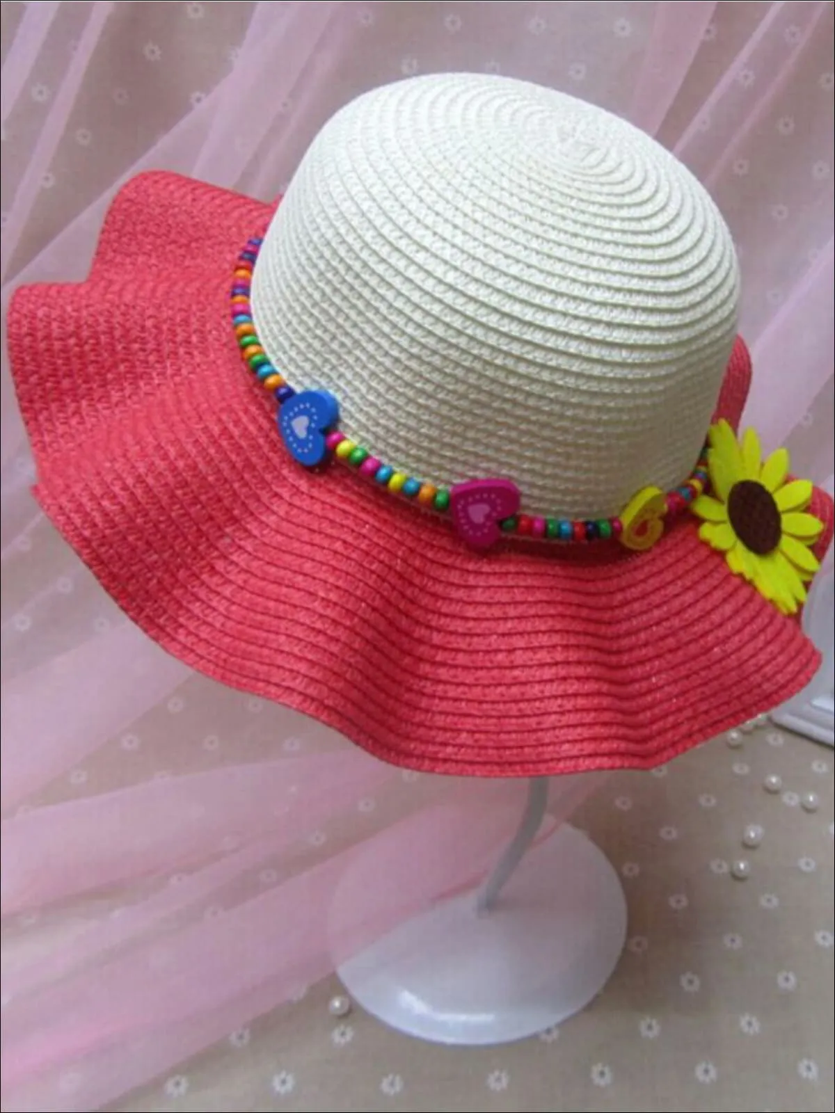Girls Colorful Sunflower Straw Hat