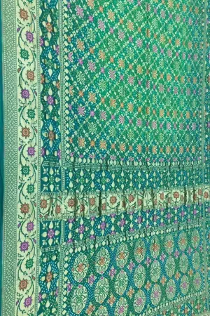 Green Banarasi Bandhani Georgette Saree