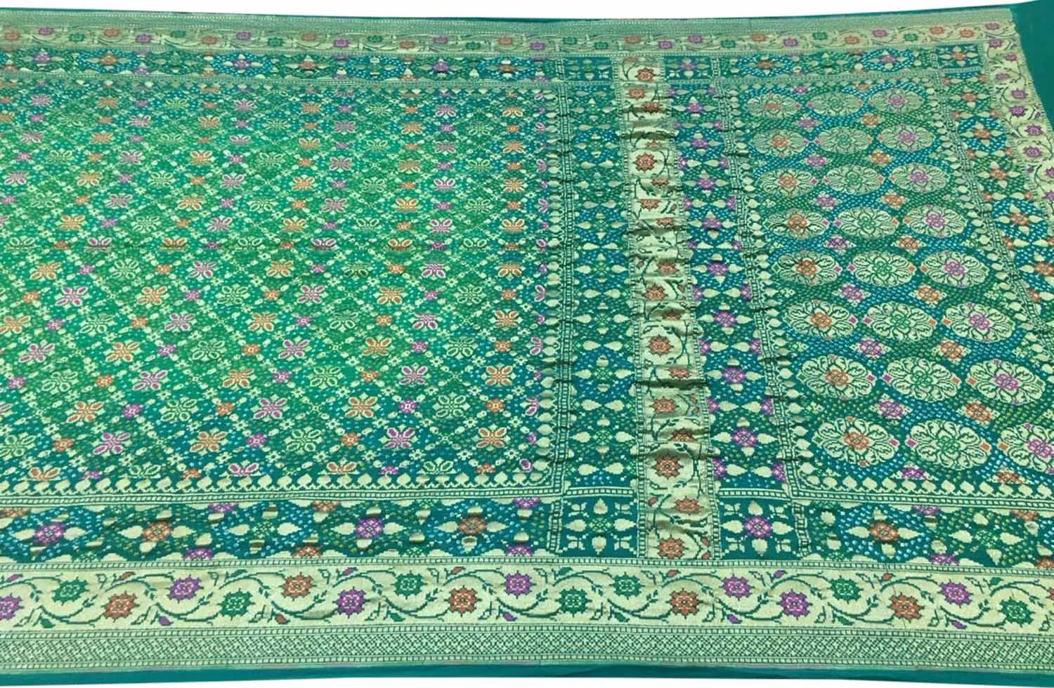 Green Banarasi Bandhani Georgette Saree