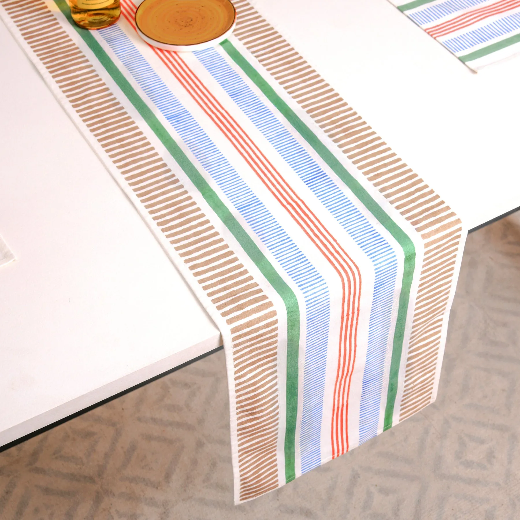 Green-Beige Stripes Runner