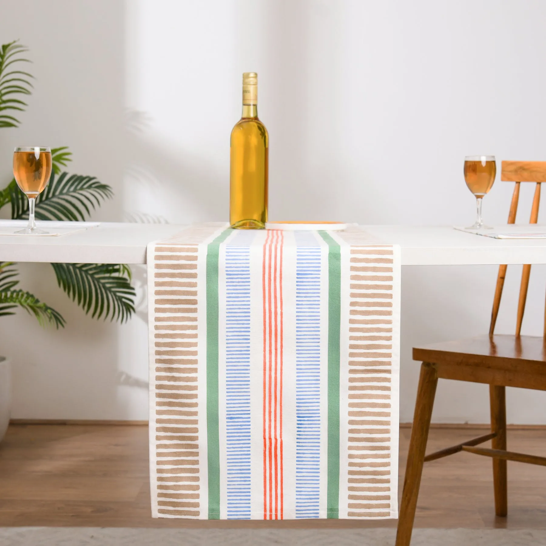 Green-Beige Stripes Runner