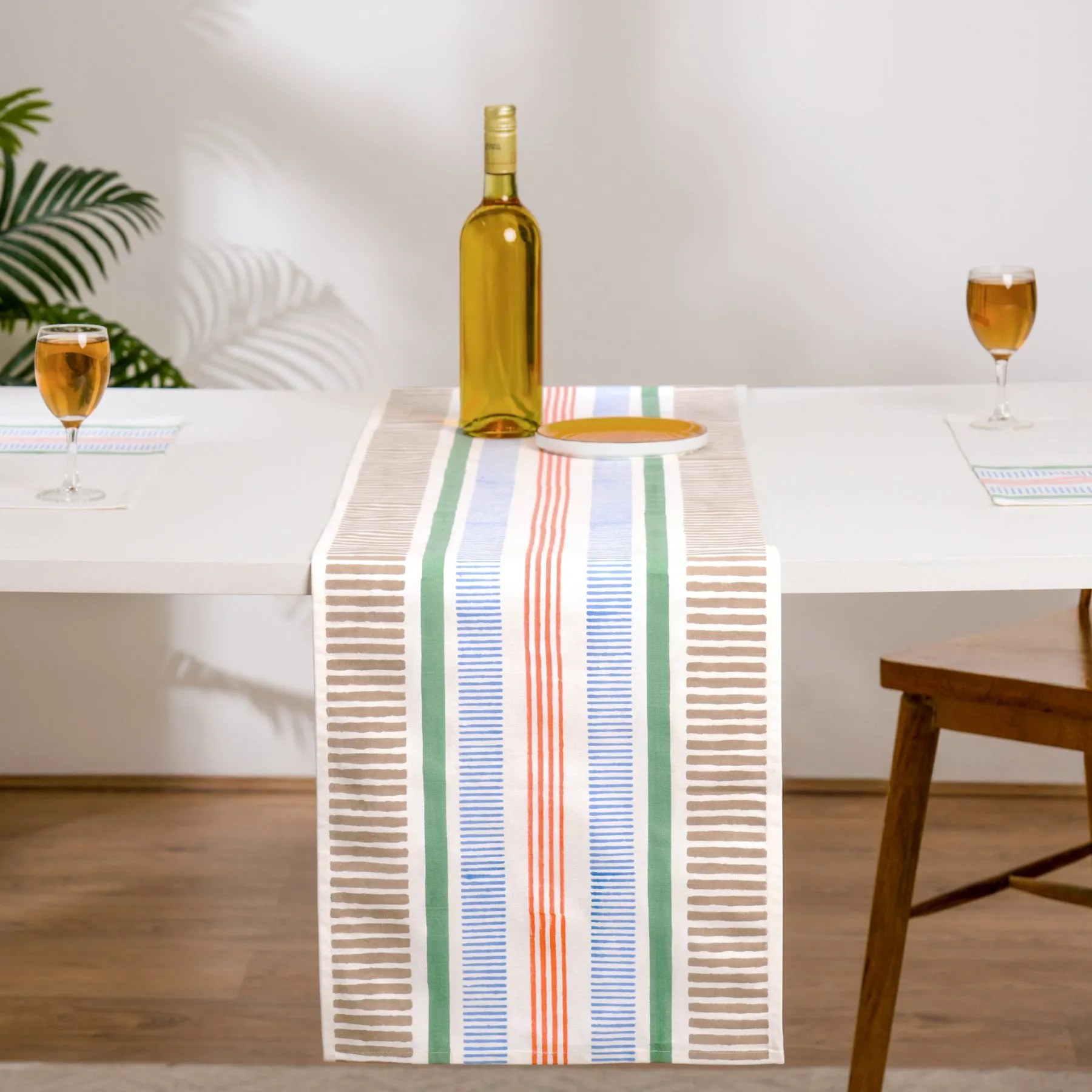 Green-Beige Stripes Runner