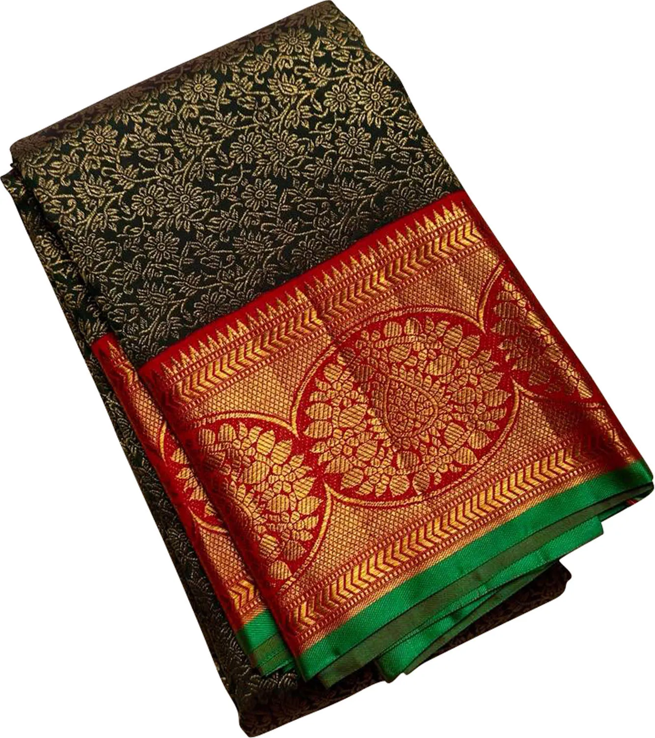 Green Handloom Kanjeevaram Pure Silk Saree - Elegant and Luxurious