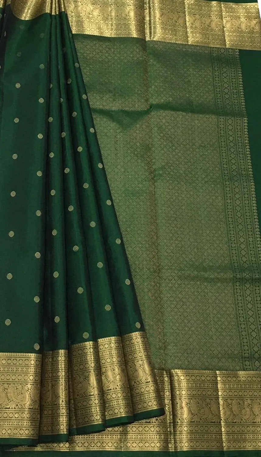 Green Kanjeevaram Handloom Pure Silk Saree - Elegant and Luxurious