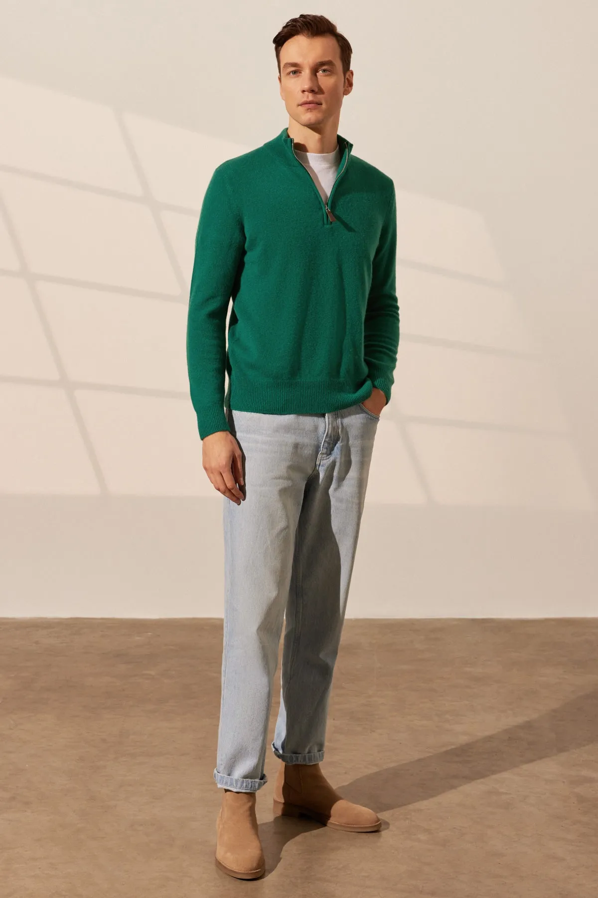 Green Pure Cashmere Men's Sweater
