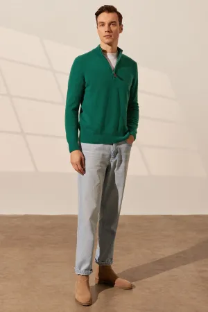 Green Pure Cashmere Men's Sweater